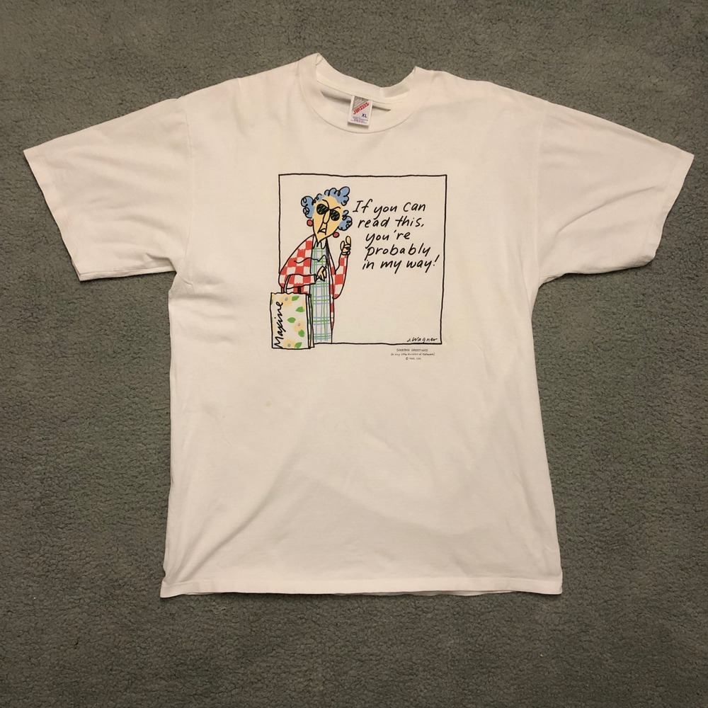 Vintage Maxine Hallmark Shoebox Greetings Jerzees T-Shirt XL White Made in USA